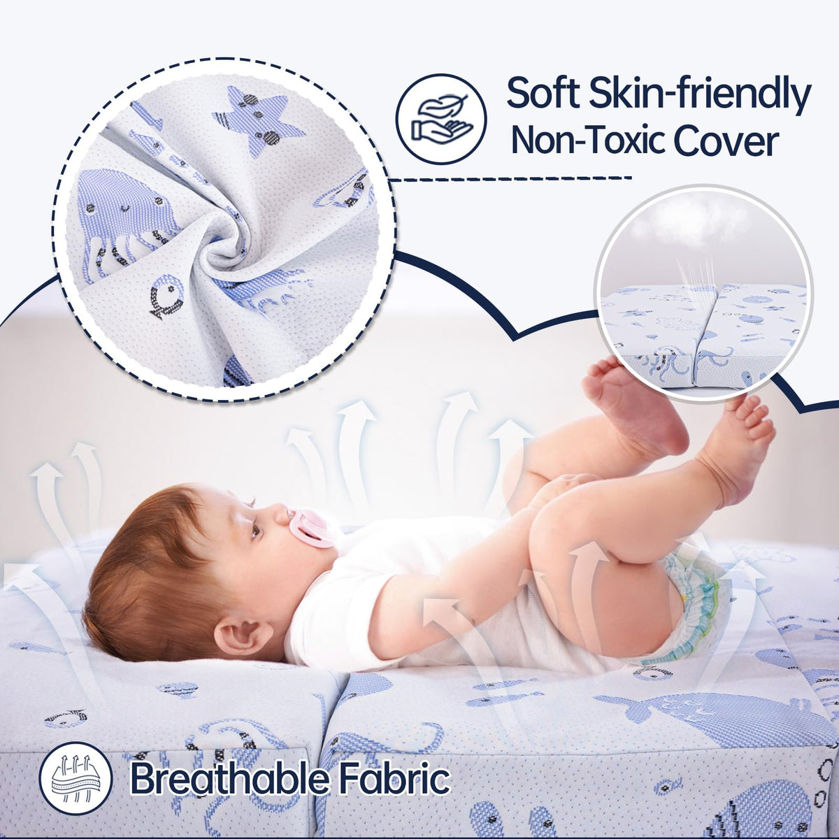 Dual Sided Soft & Firm Memory Foam Trifold Pack and Play Mattress I4857