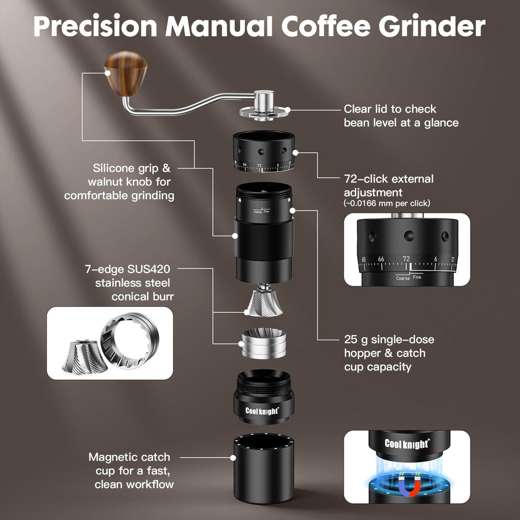 Manual Coffee Grinder 25g Capacity Aluminum Body G177830