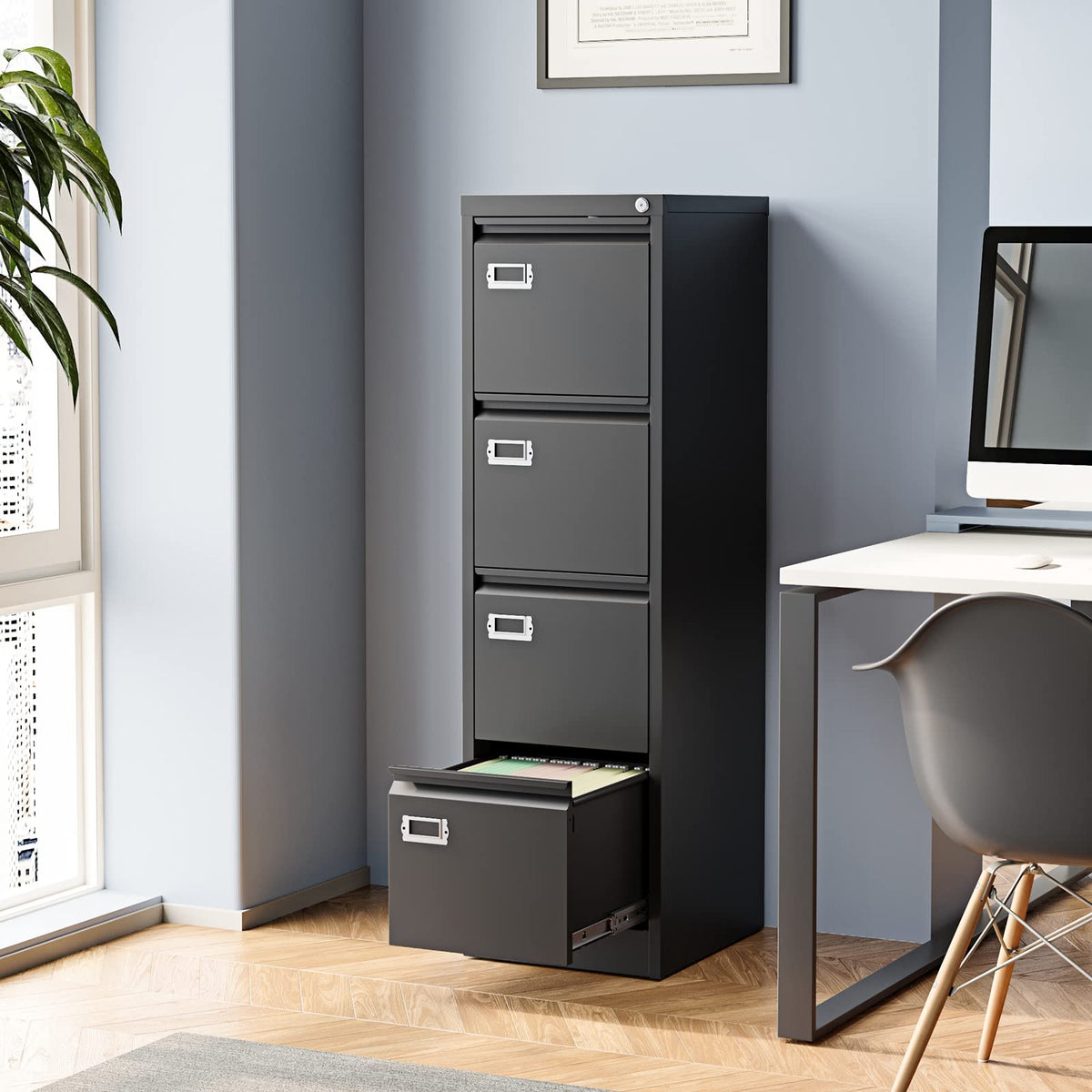 4 Drawer Metal Vertical File Cabinet with Lock Z632675