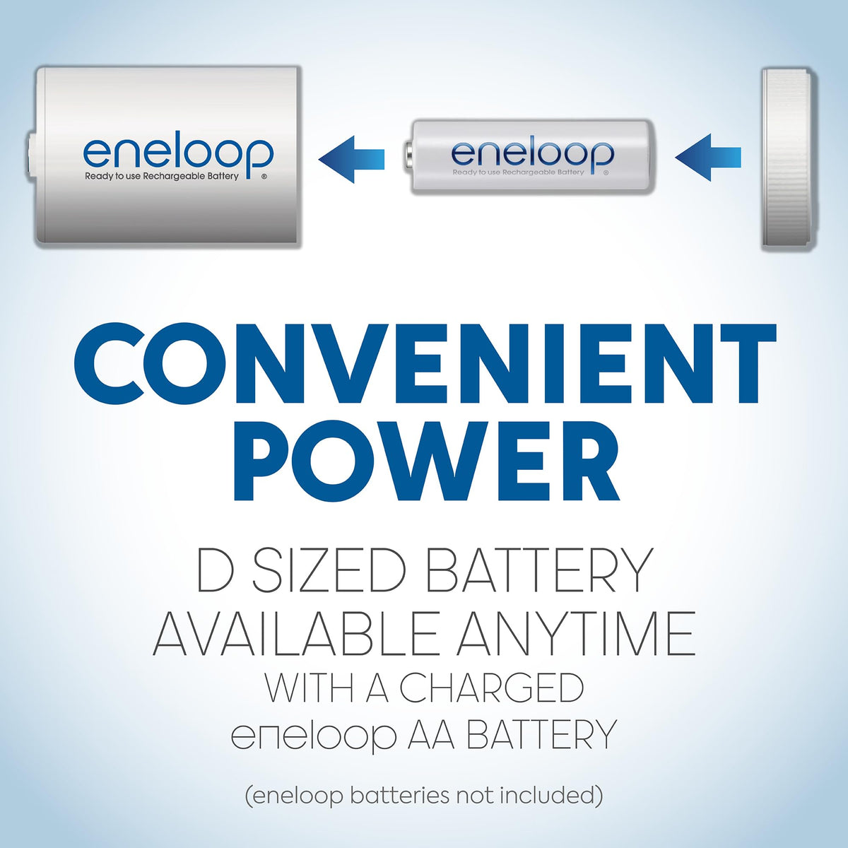 D Size Battery Adapters for AA Battery Cells, 4 Pack Z136309