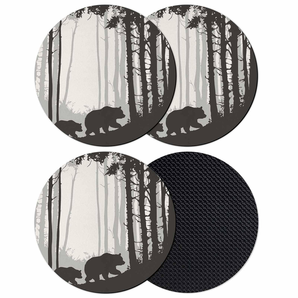 Black Grey Set of 4 Soft Absorbent Coasters Y2277