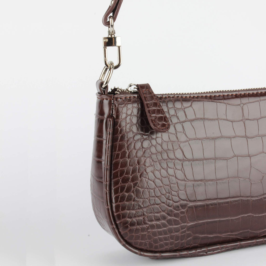 Crocodile Effect Faux Leather Clutch Shoulder Purse Handbag V26959