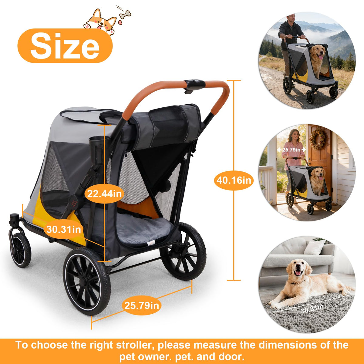 Large Dog Stroller with Dual Entry Y752607