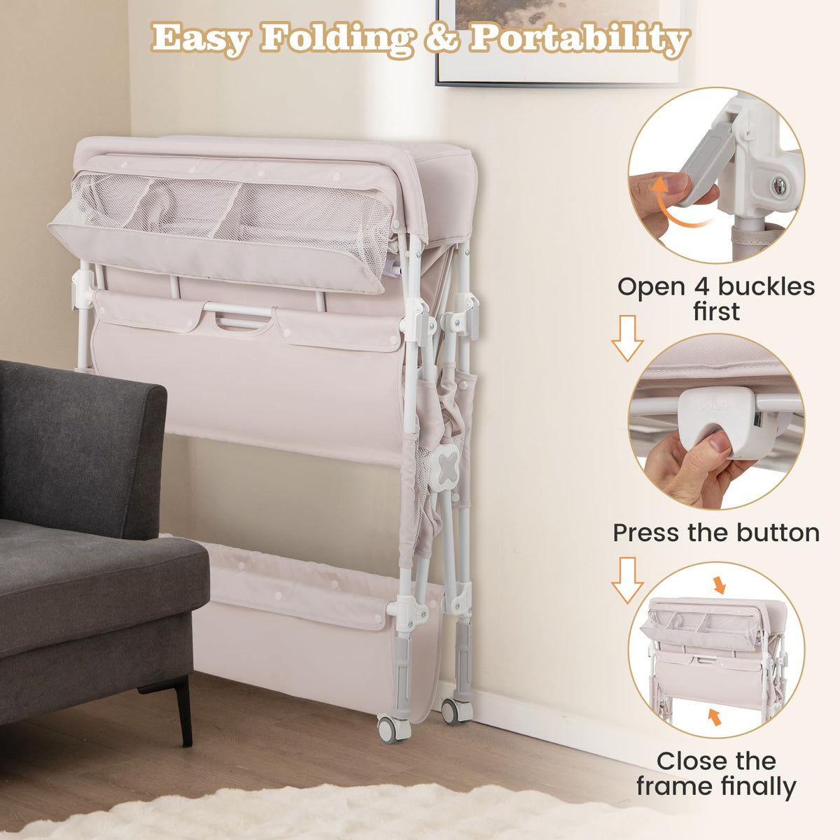 Portable Foldable Baby Changing Table with Wheels X971691