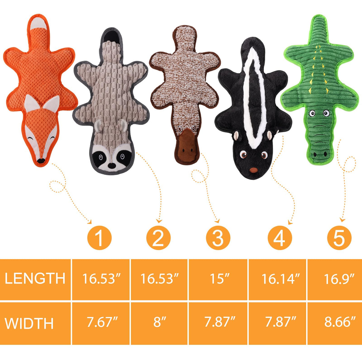 5 Pack Squeaky Plush Dog Toys with Crinkle Paper A157