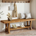 Brown Solid Wood Entryway Bench M553401