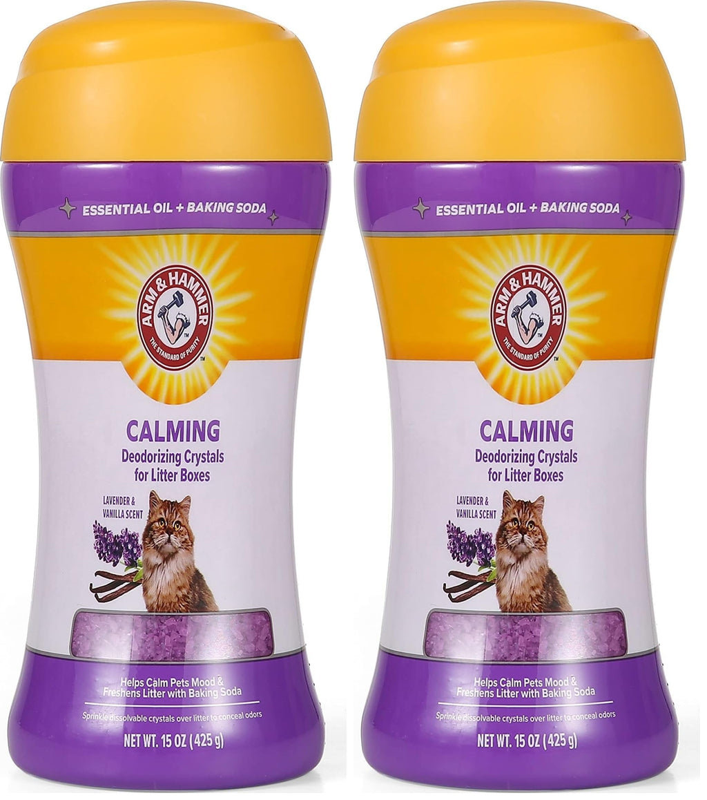 Cat Litter Deodorizing Crystals with Baking Soda, Lavender and Vanilla Scent, 15 Oz - 2 Pack W736610