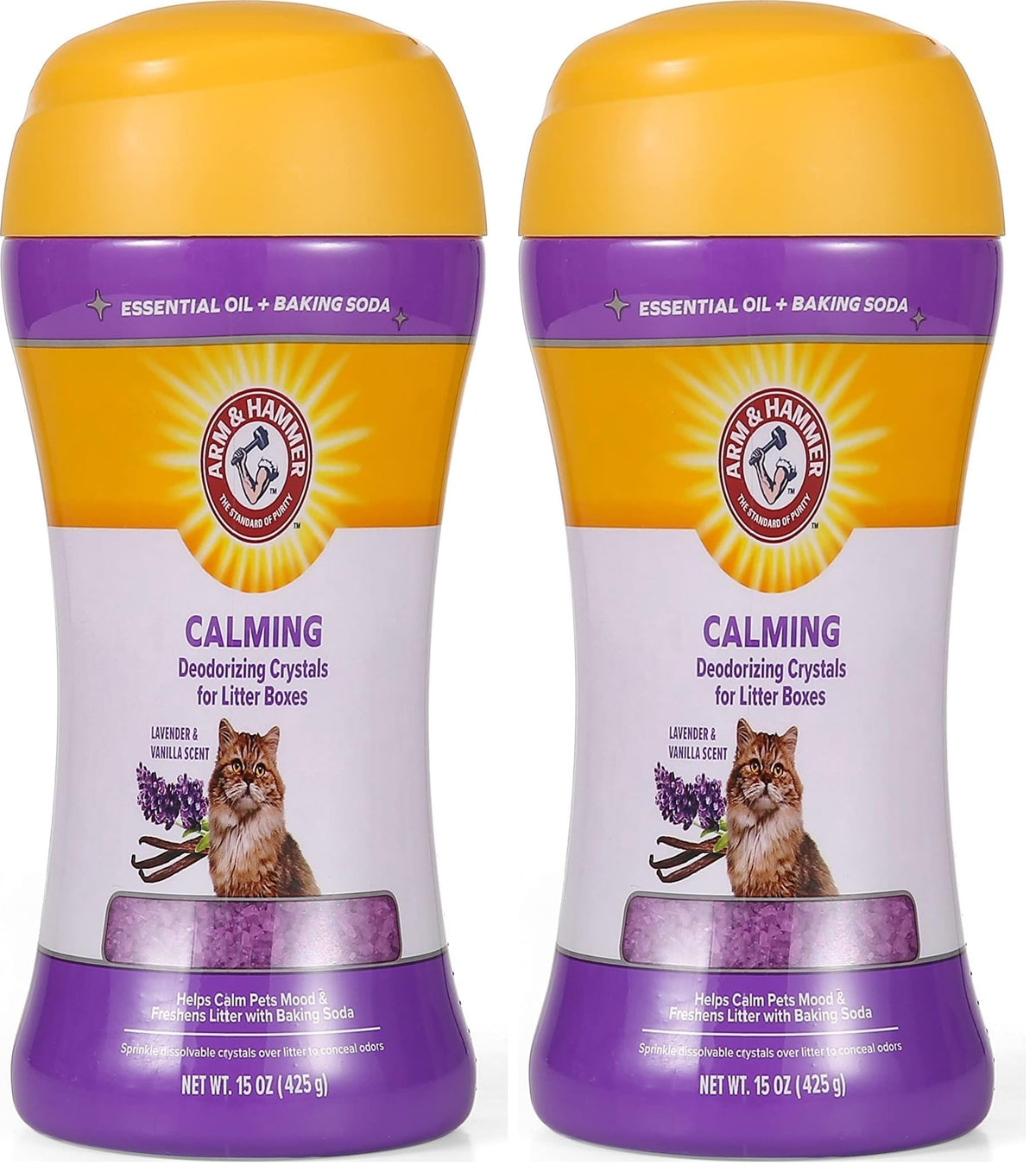 Cat Litter Deodorizing Crystals with Baking Soda, Lavender and Vanilla Scent, 15 Oz - 2 Pack W736610