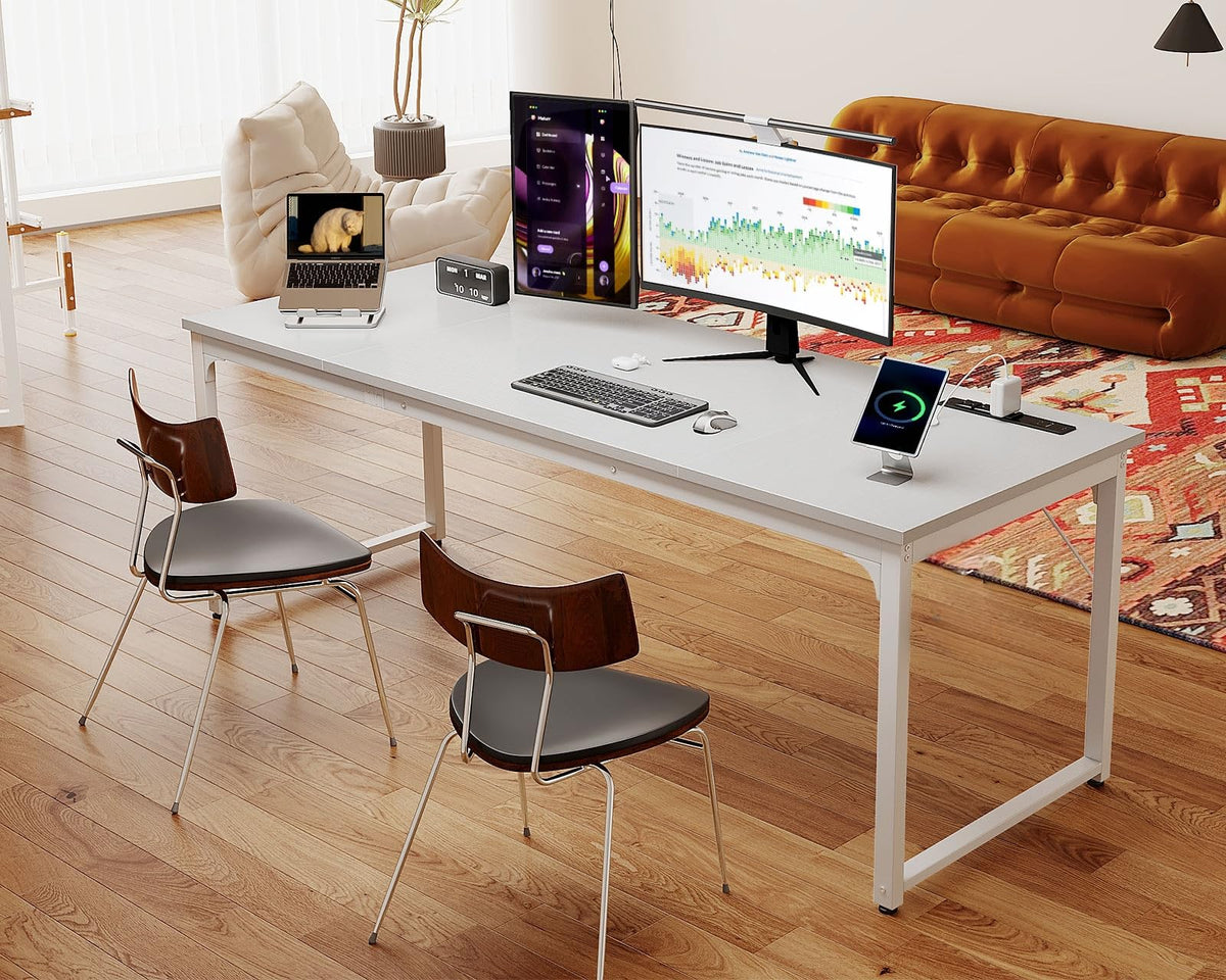 71 Inch White Computer Desk with USB Ports O257761