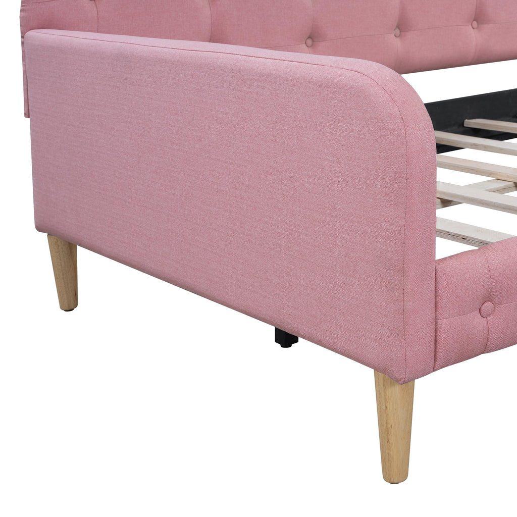 Twin Linen Upholstered Daybed Sofa Bed with Button Tufted Design M944