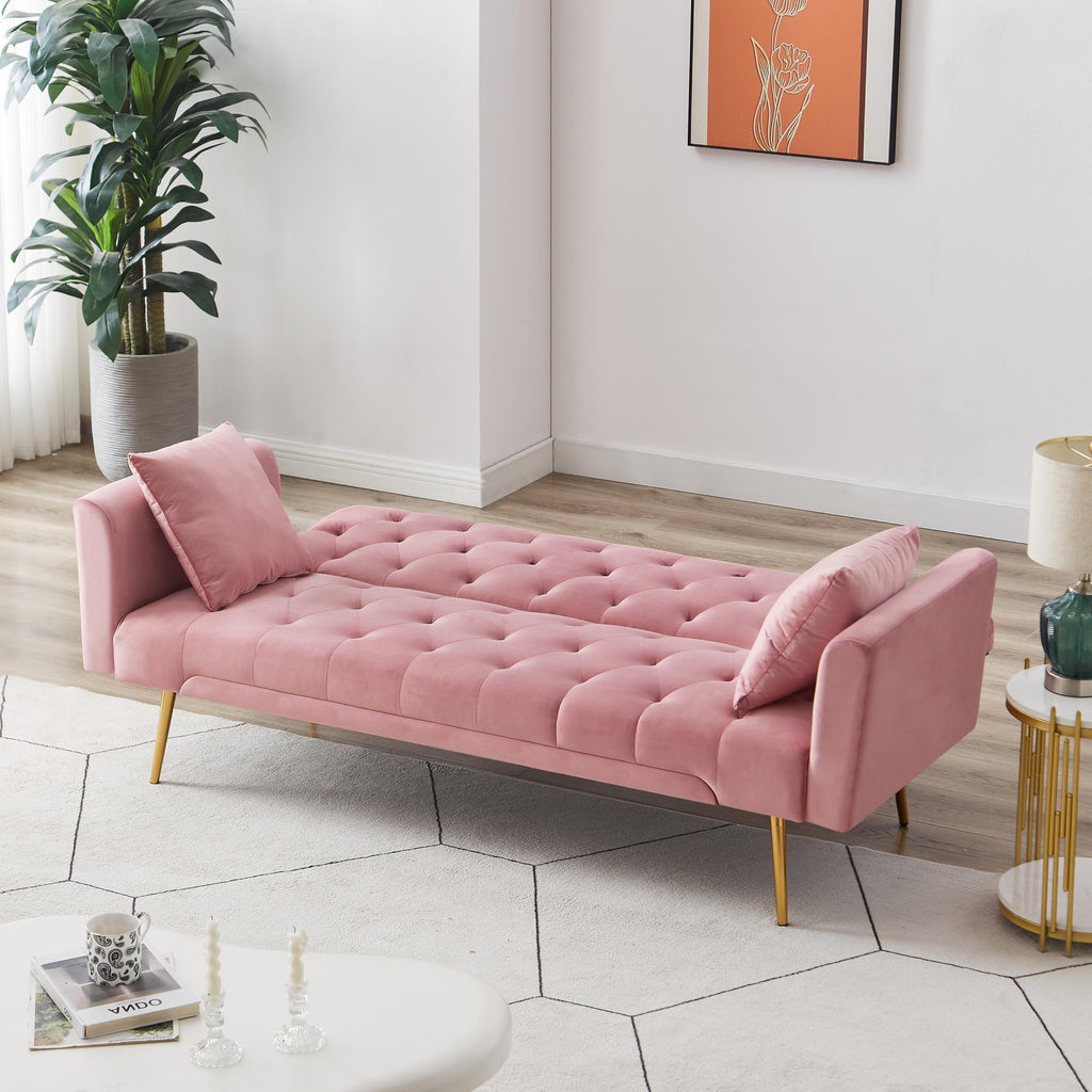 Pink Velvet Convertible Sofa Bed C640824