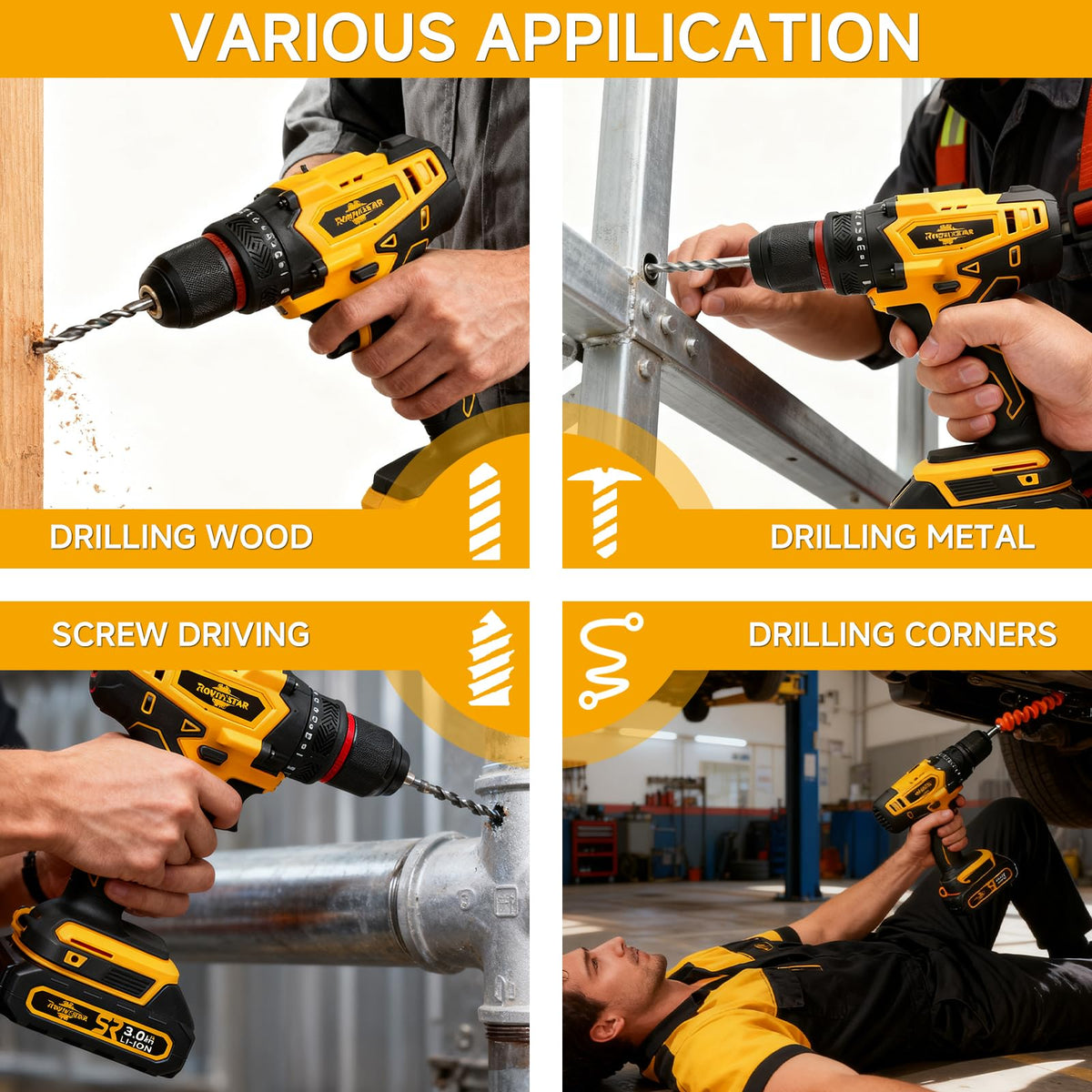 Cordless 20V Power Drill 3/8-Inch Keyless Chuck B375129