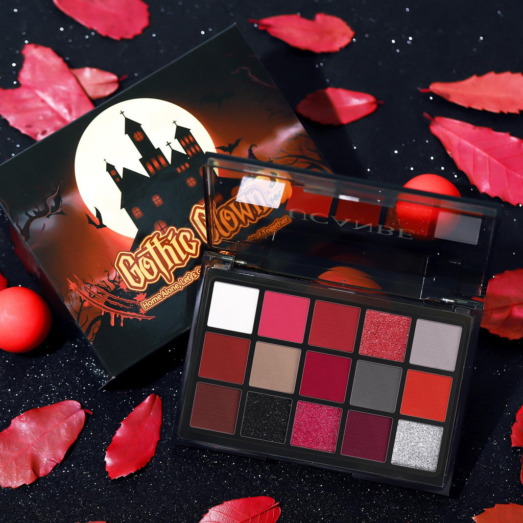 Red 15 Colors Shimmer Matte Glitter Metallic Eyeshadow Palette C2735