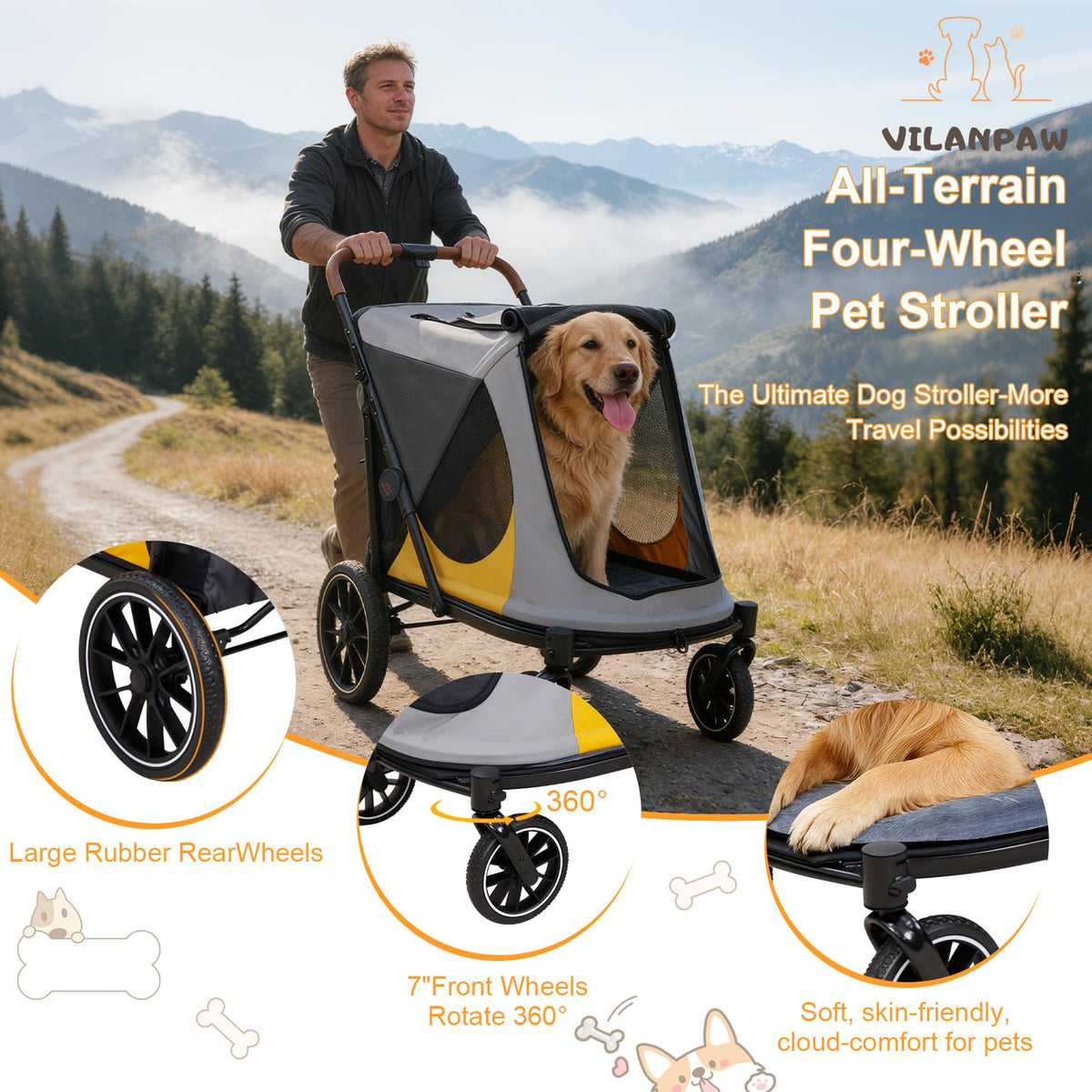 Large Dog Stroller with Dual Entry Y752607