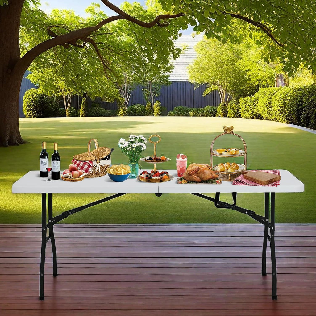6 Ft White Folding Plastic Table Z905