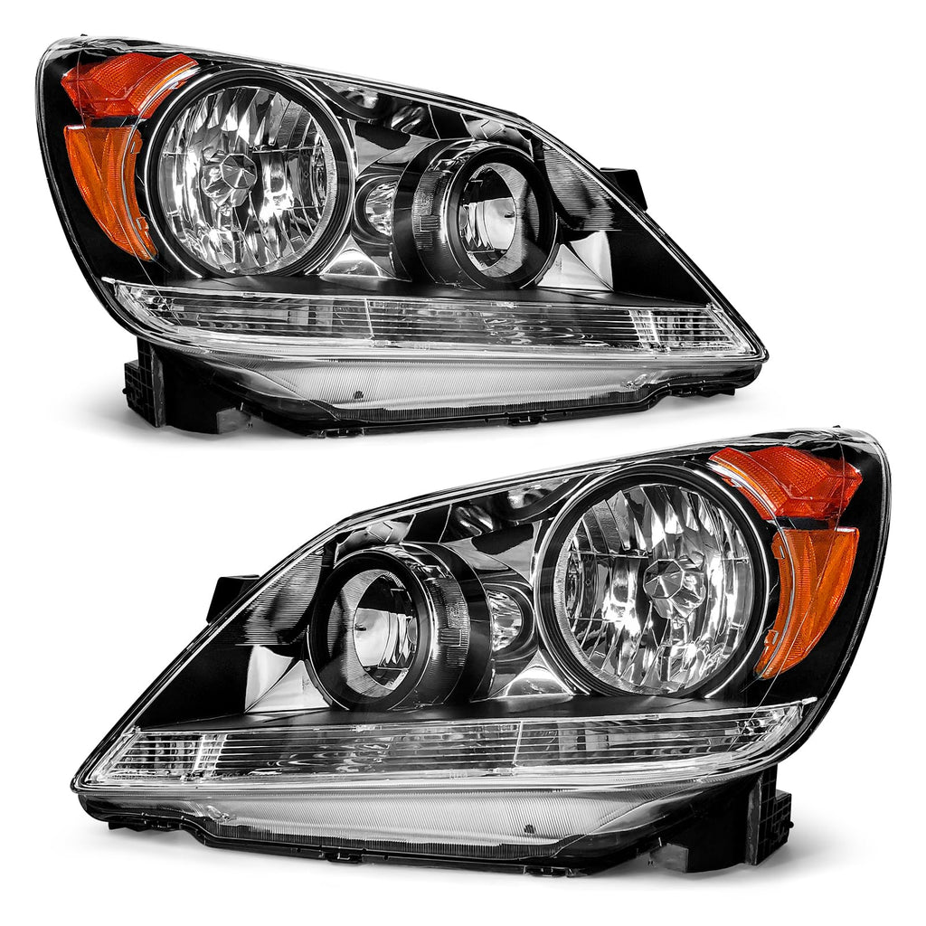 Black Housing Amber Reflector Headlight Assembly Pair H89649