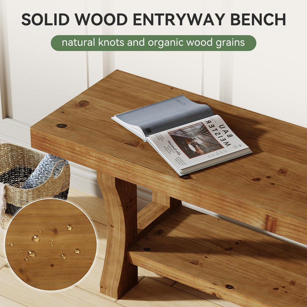 Brown Solid Wood Entryway Bench M553401