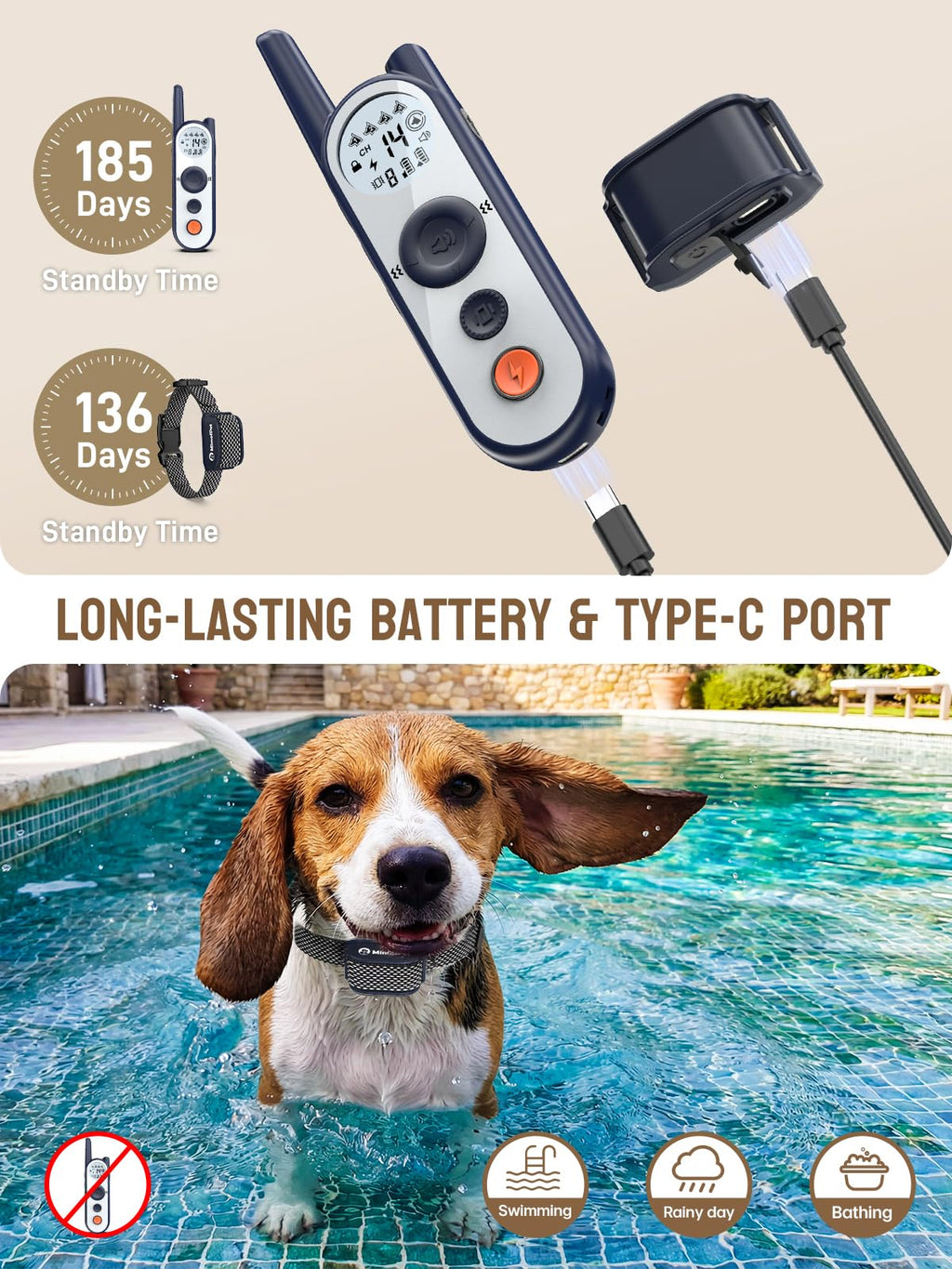 Wireless Dog Fence System, 3500ft Adjustable Waterproof Rechargeable Training Collar D779927