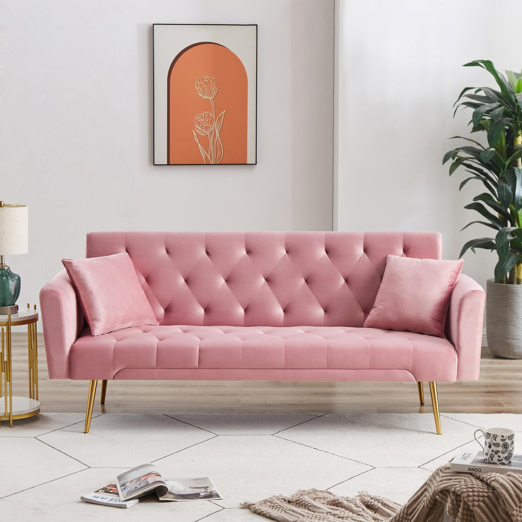 Pink Velvet Convertible Sofa Bed C640824