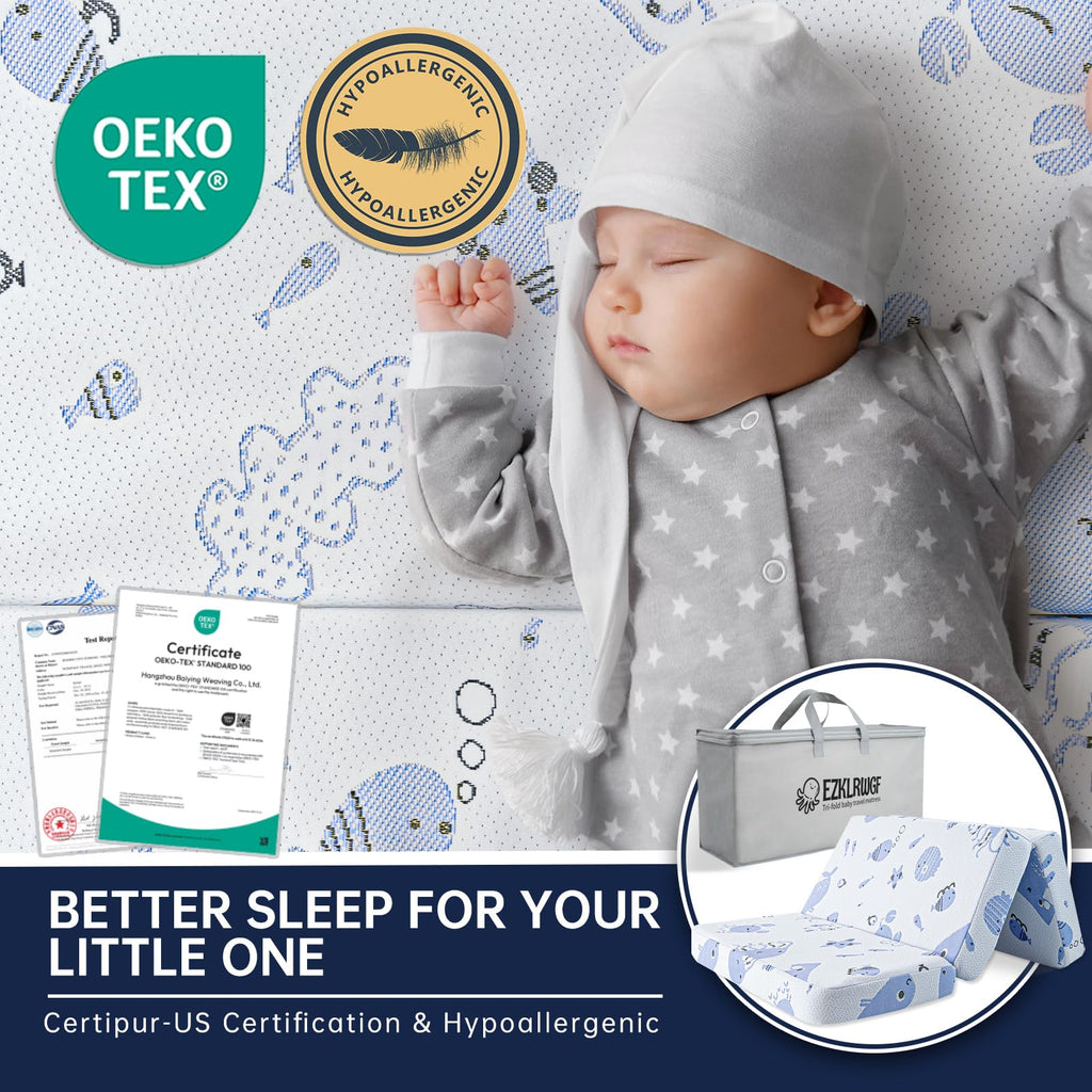 Dual Sided Soft & Firm Memory Foam Trifold Pack and Play Mattress I4857