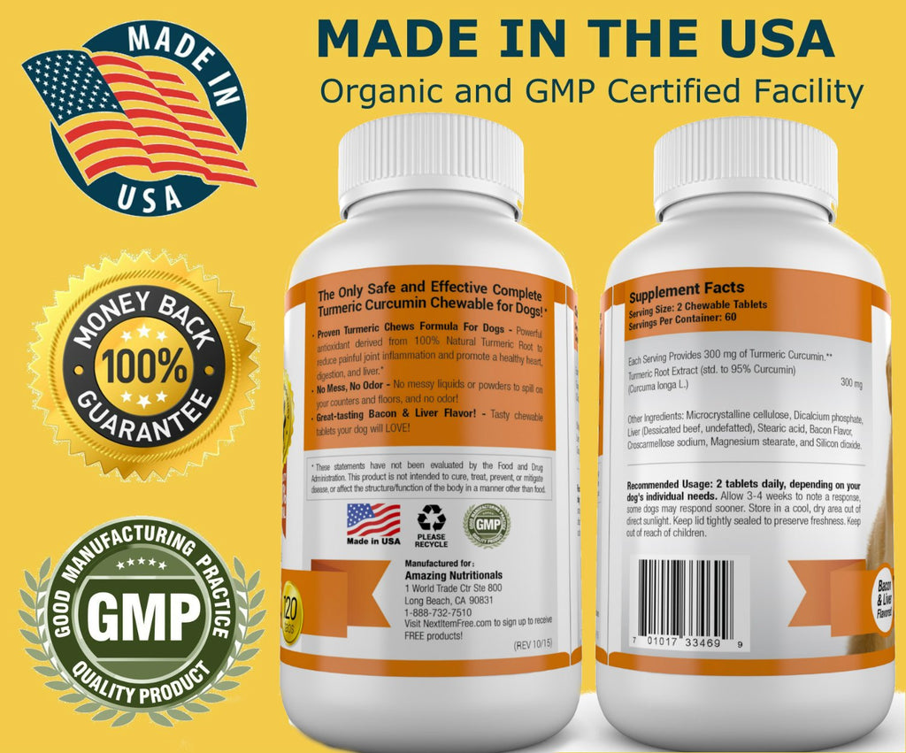 120 Chews Turmeric Curcumin Pet Antioxidant R491997
