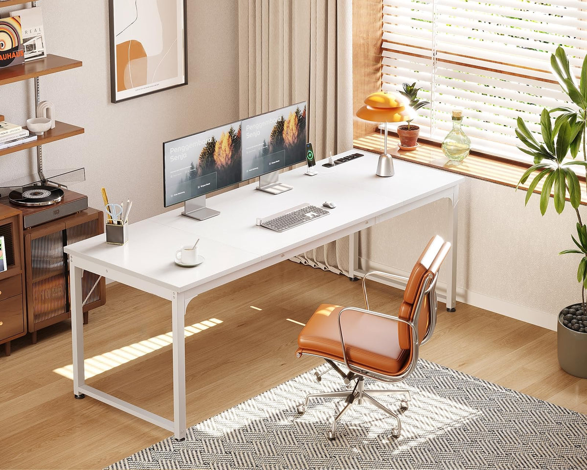 71 Inch White Computer Desk with USB Ports O257761