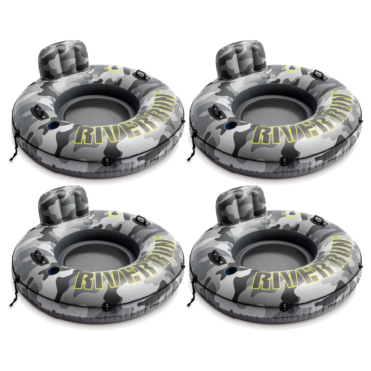 Inflatable Floating Water Tube Raft with Cup Holders, 4 Pack H226991