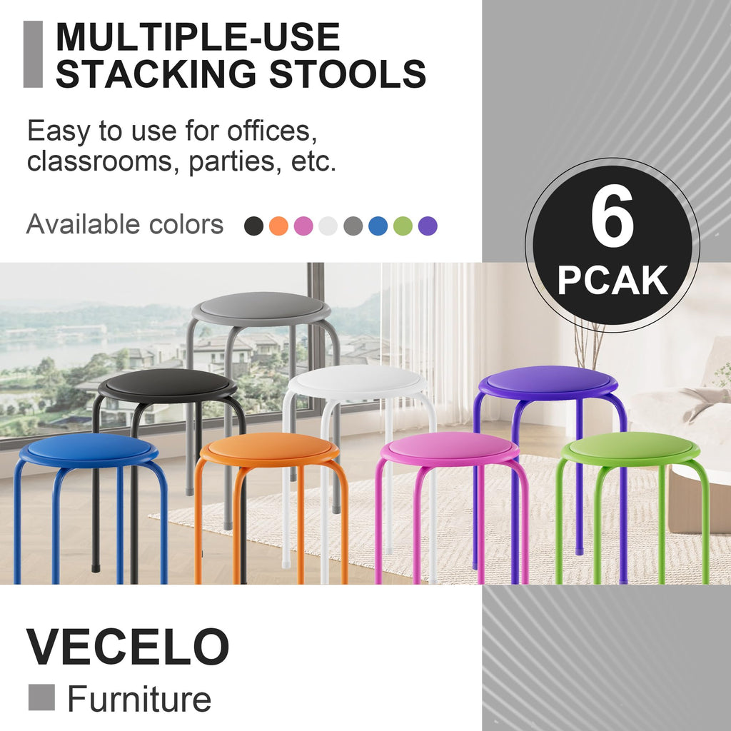 Grey 17 Inch Padded Steel Stacking Stools L230