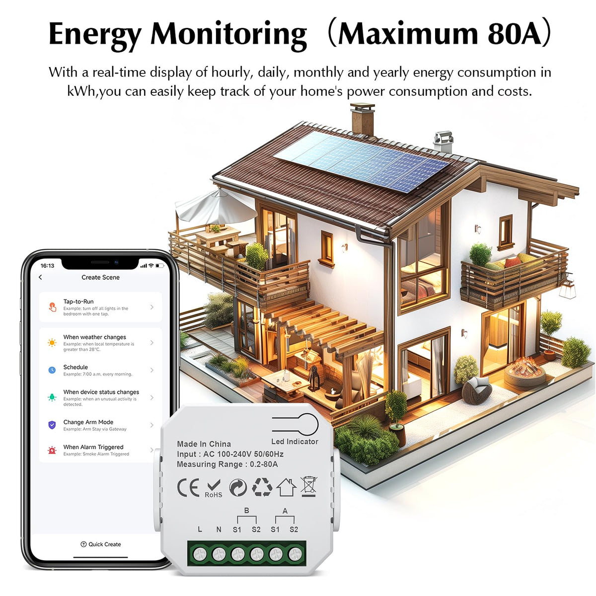1-Channel WiFi Power Meter 80A Smart Energy Monitor R53530