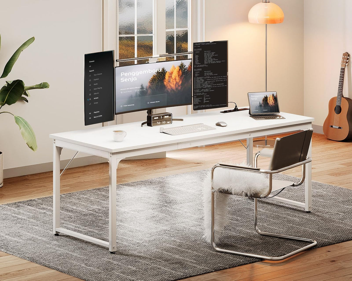 71 Inch White Computer Desk with USB Ports O257761