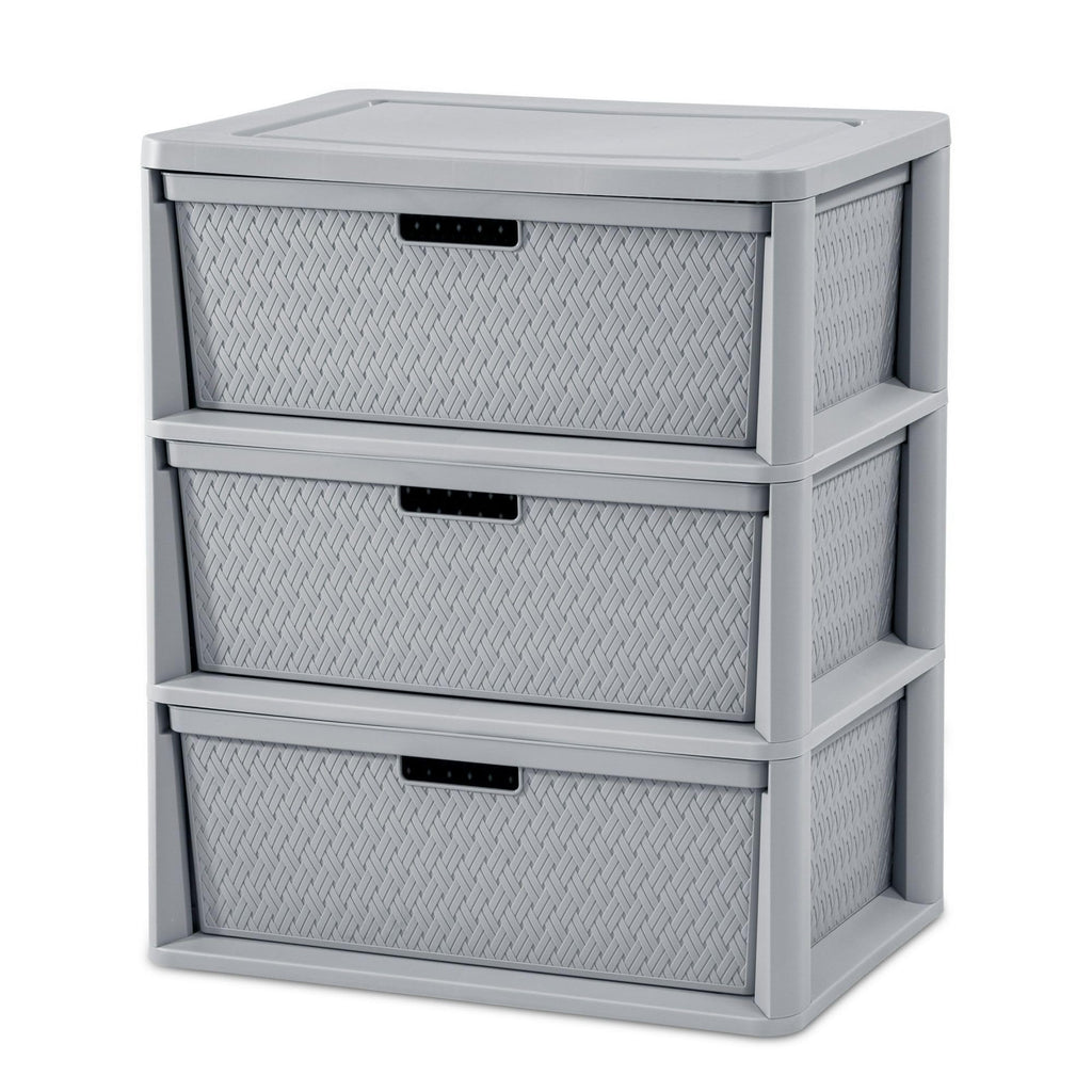 3 Drawer Plastic Storage Tower with Removable Bins, Gray, 2 Pack X164