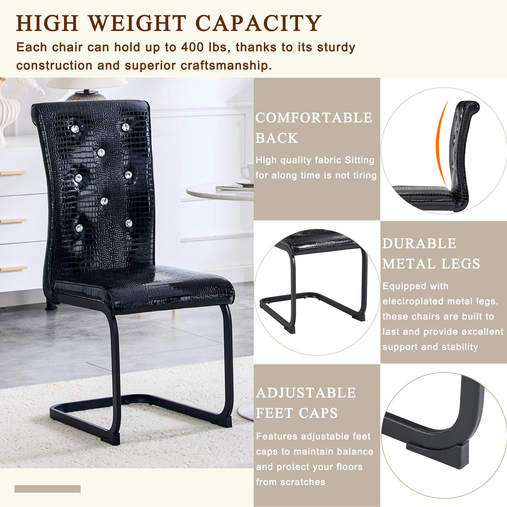 Black PU Leather Dining Chairs Set of 4 W376
