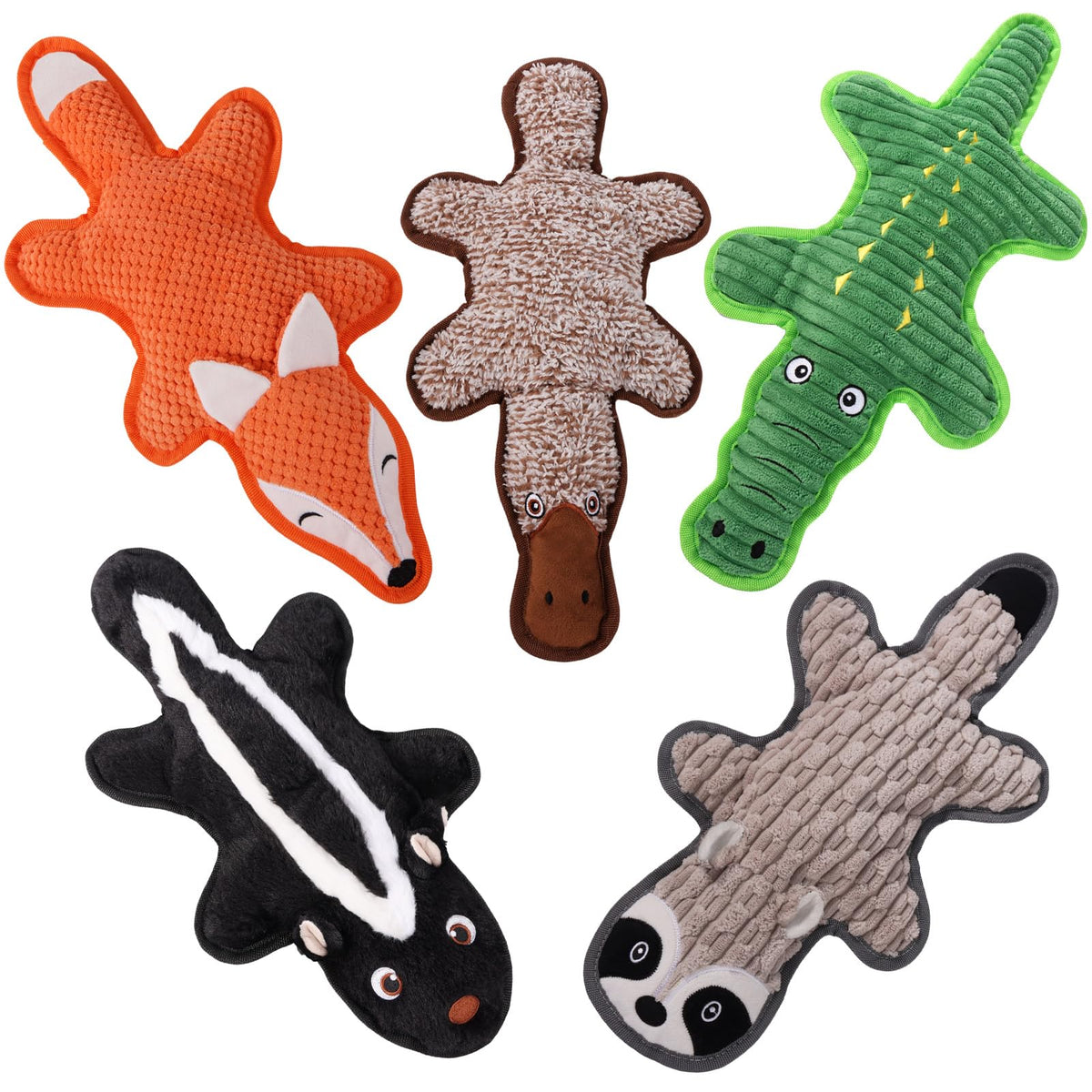 5 Pack Squeaky Plush Dog Toys with Crinkle Paper A157