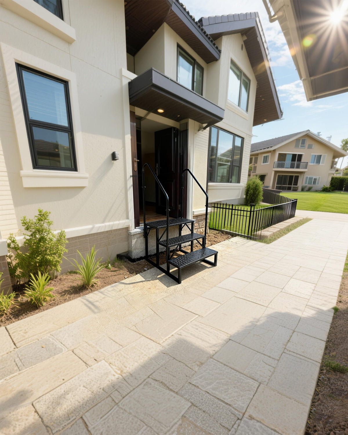 3 Step RV Steps with 2 Handrails Q1350