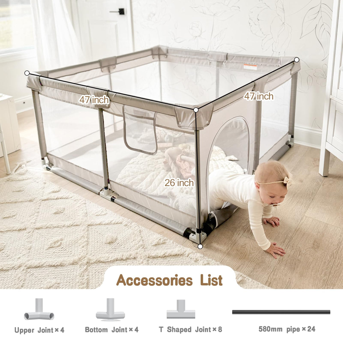 47x47in Baby Playpen with Mat D5694