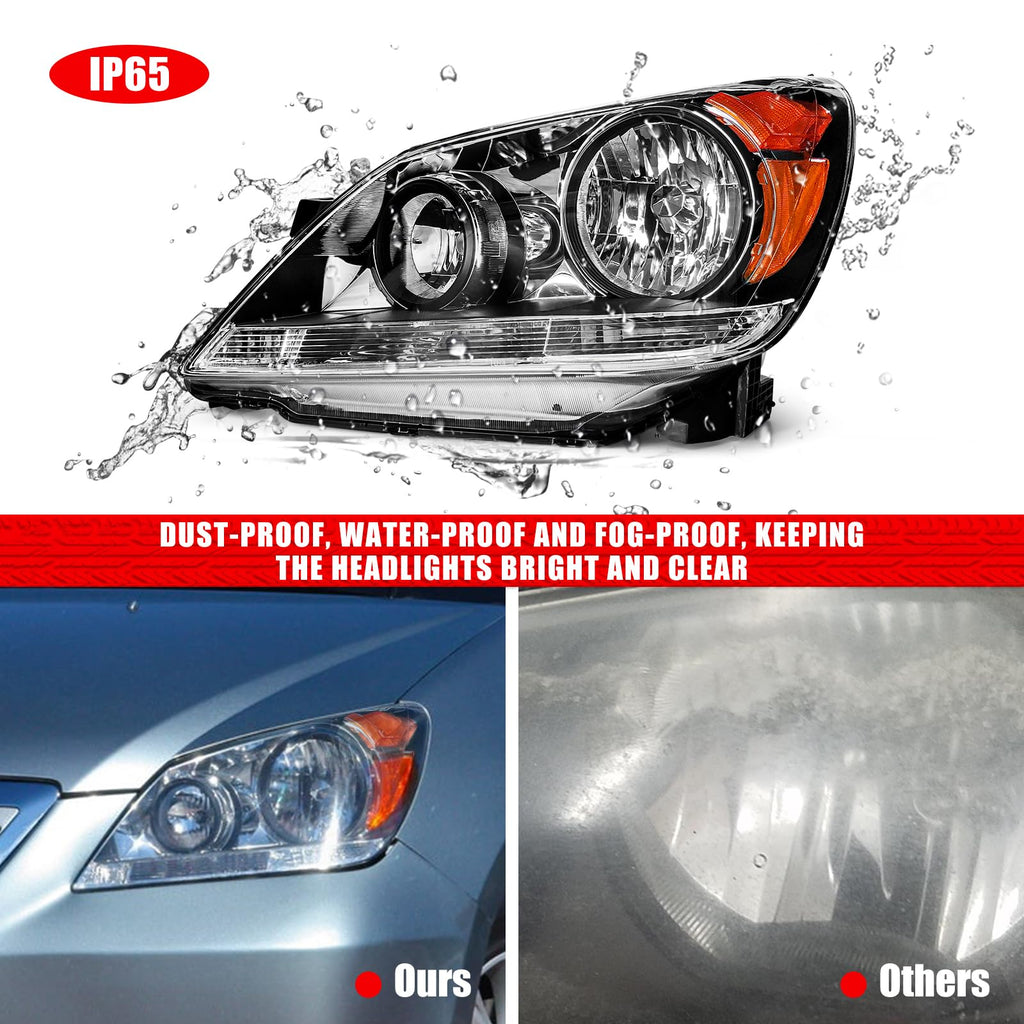 Black Housing Amber Reflector Headlight Assembly Pair H89649