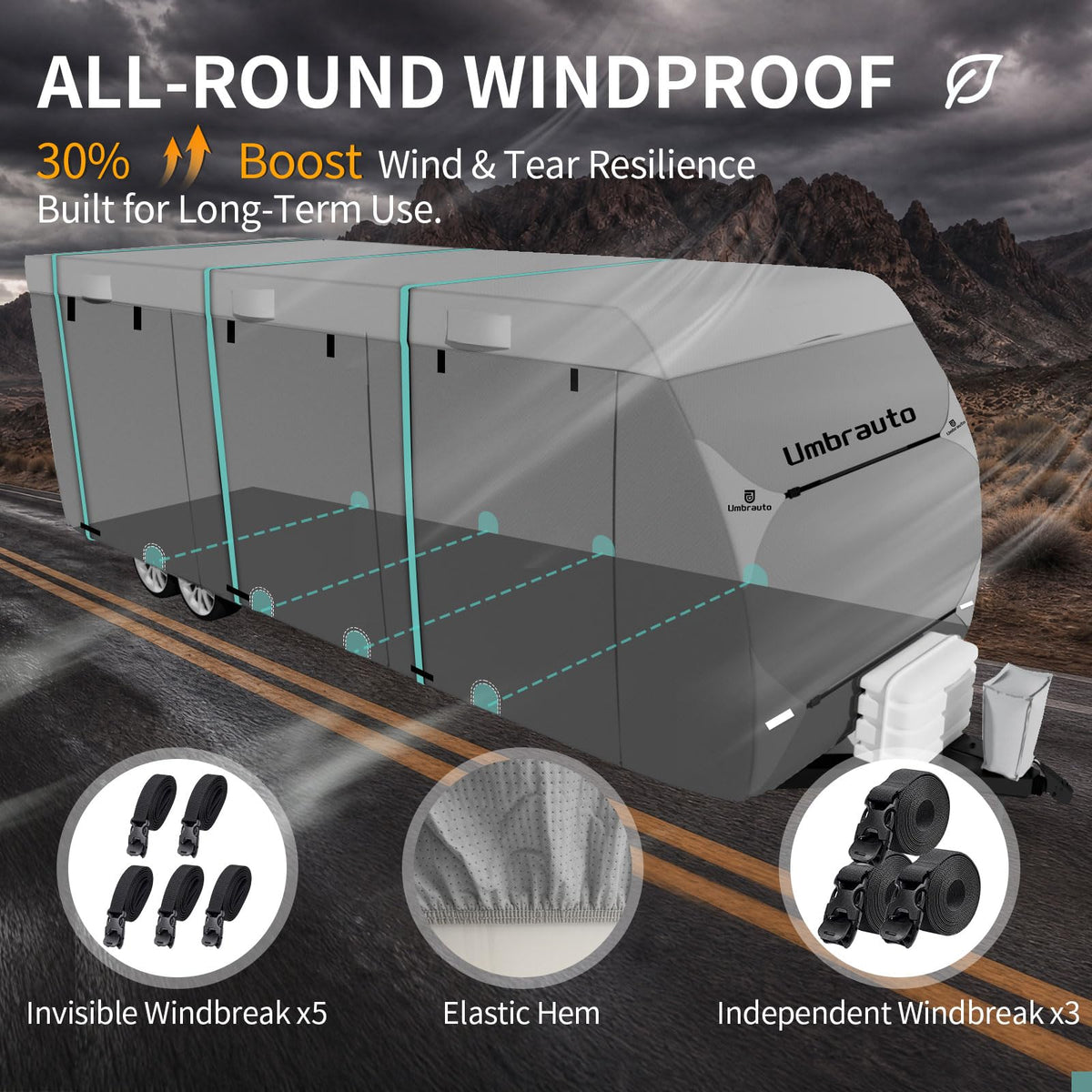 Lightweight Waterproof RV Cover Fits 24-27ft Travel Trailer P936046