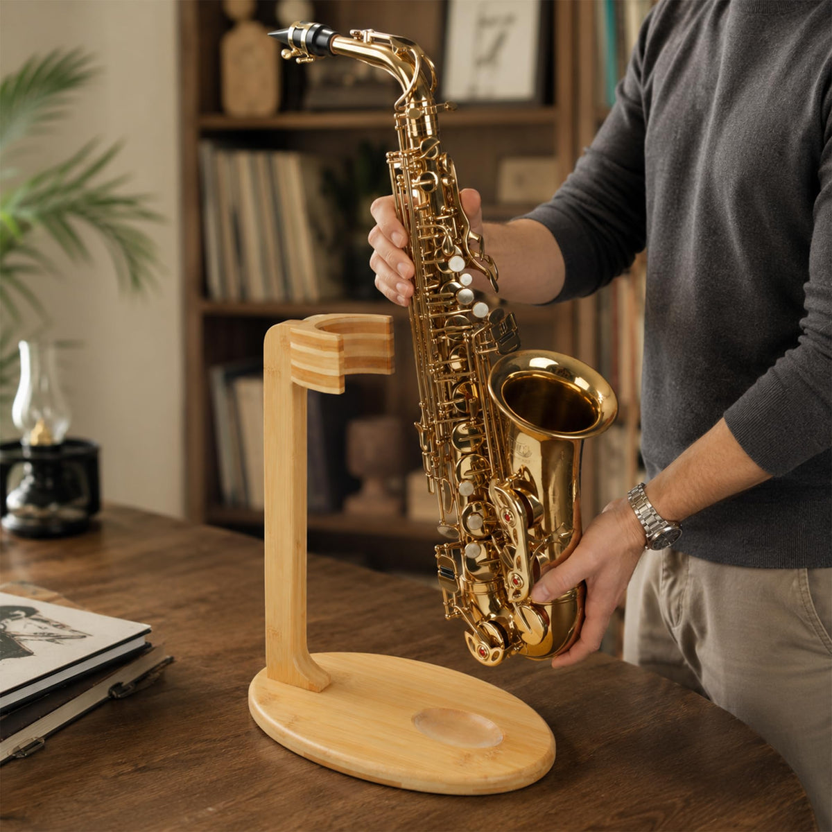 Alto Tenor Saxophone Stand Wooden M254