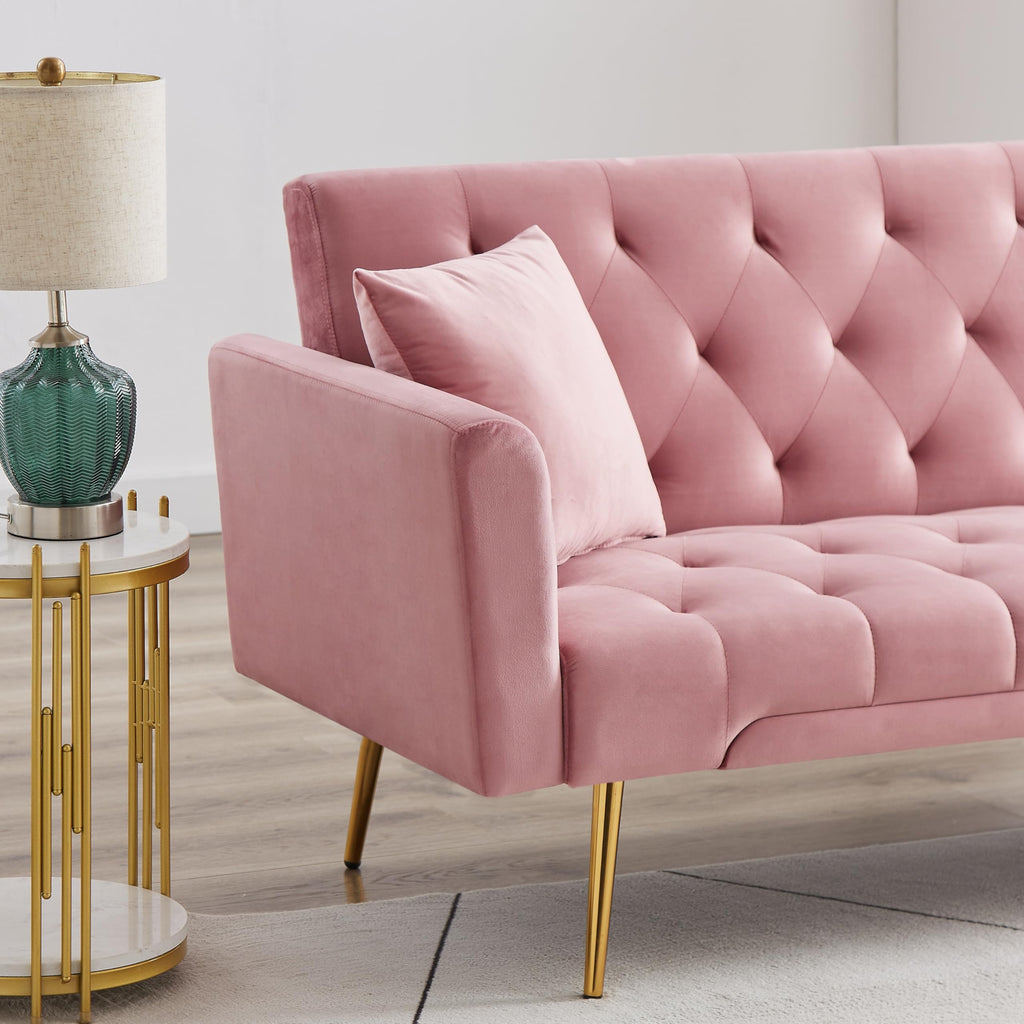 Pink Velvet Convertible Sofa Bed C640824