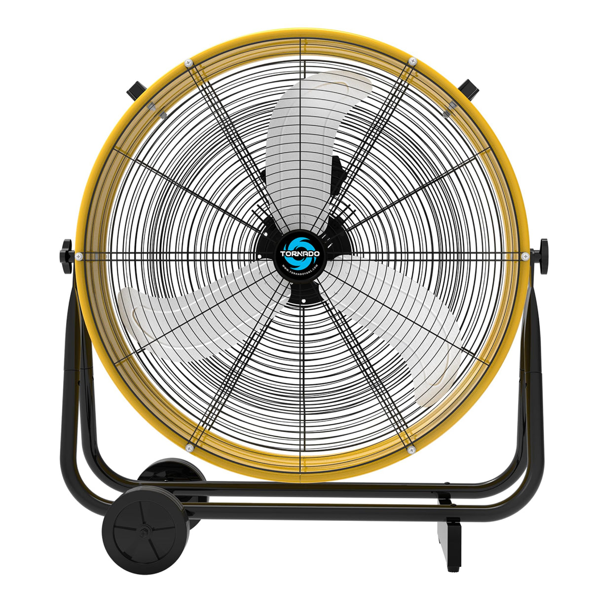 24 Inch High Velocity Tilt Metal Drum Fan Yellow 3 Speed D1660