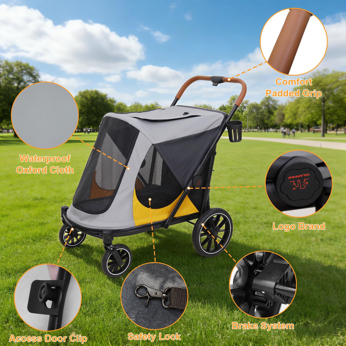 Large Dog Stroller with Dual Entry Y752607