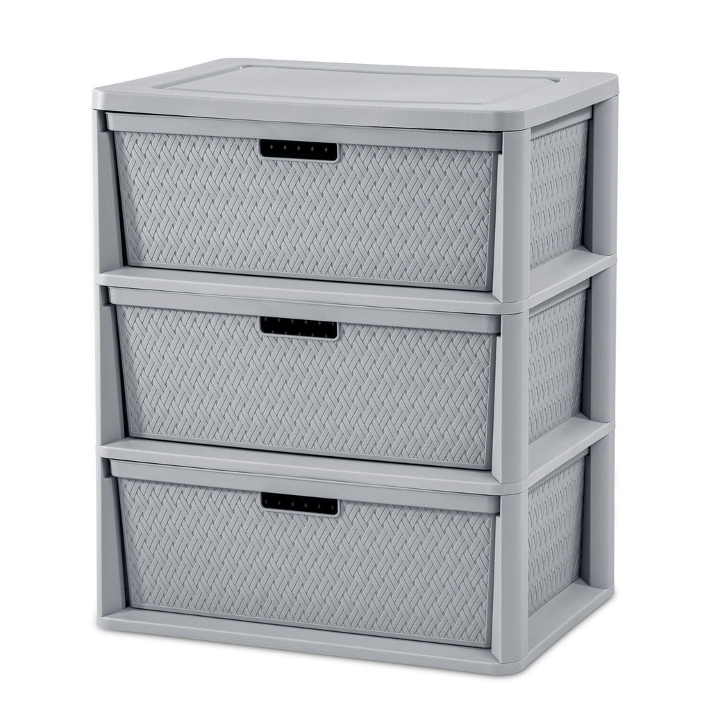 3 Drawer Plastic Storage Tower with Removable Bins, Gray, 2 Pack X164
