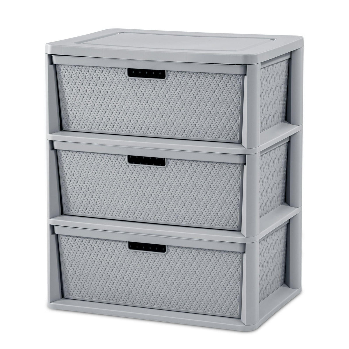 3 Drawer Plastic Storage Tower with Removable Bins, Gray, 2 Pack X164