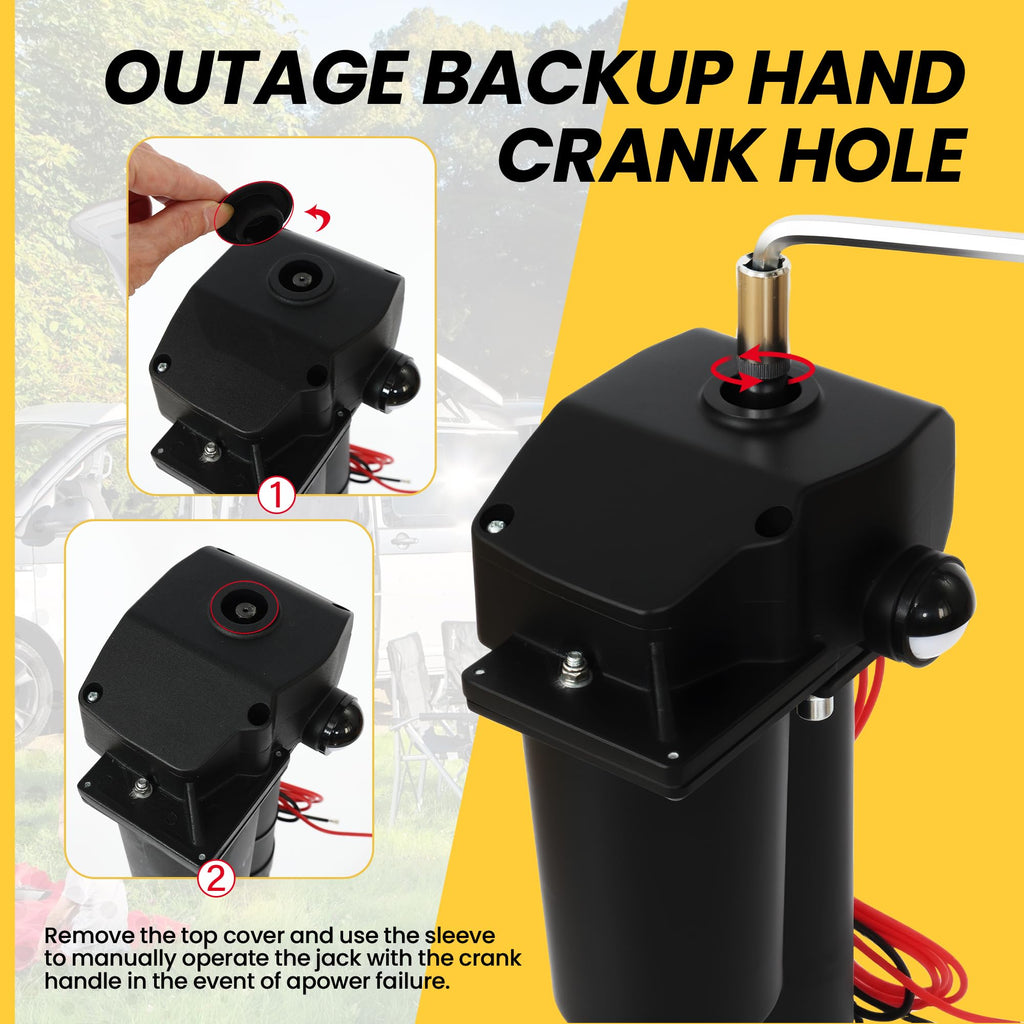 12V 3500lb Electric Tongue Jack with Drop Foot & LED Light P220