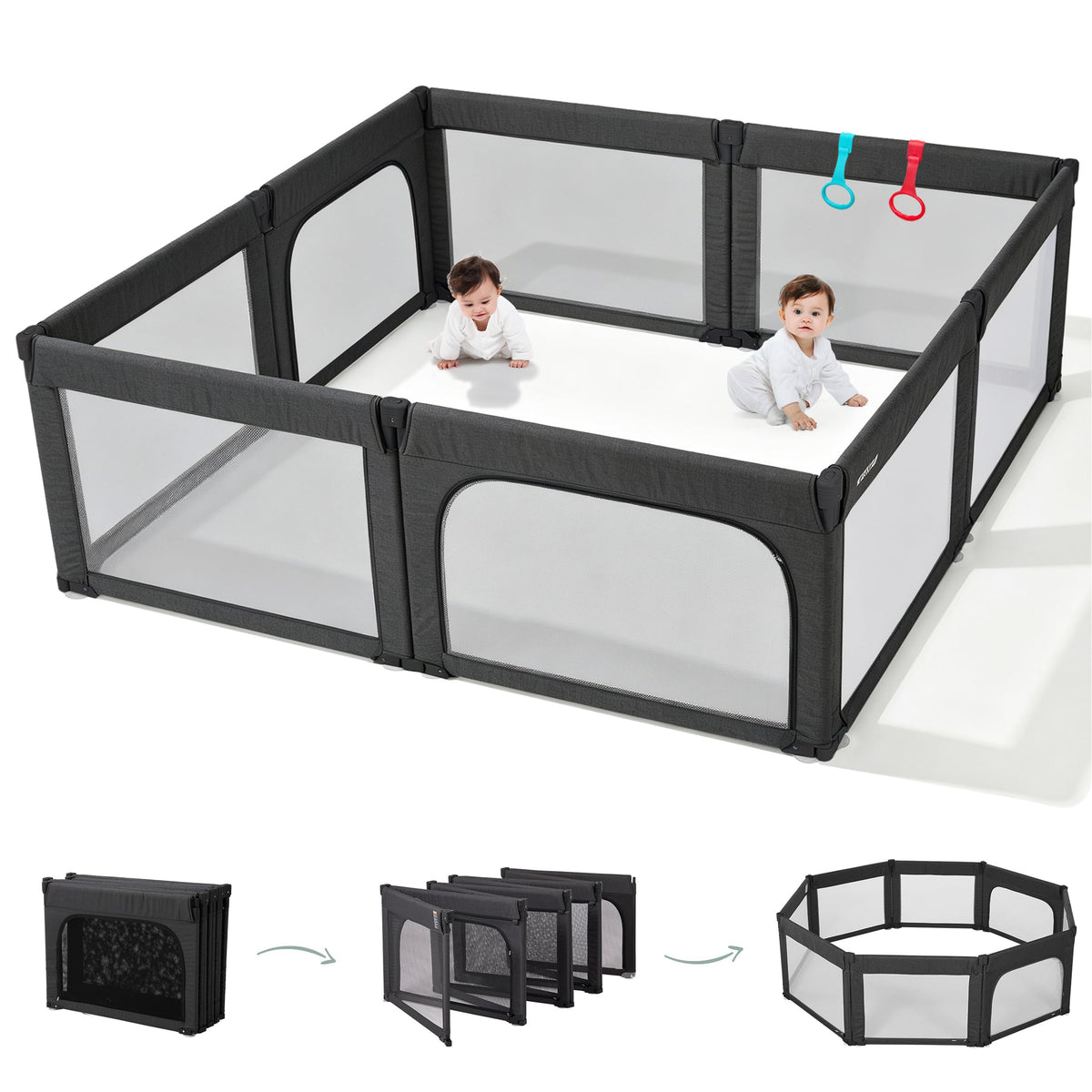 8-Panel Foldable Baby Playpen W632367