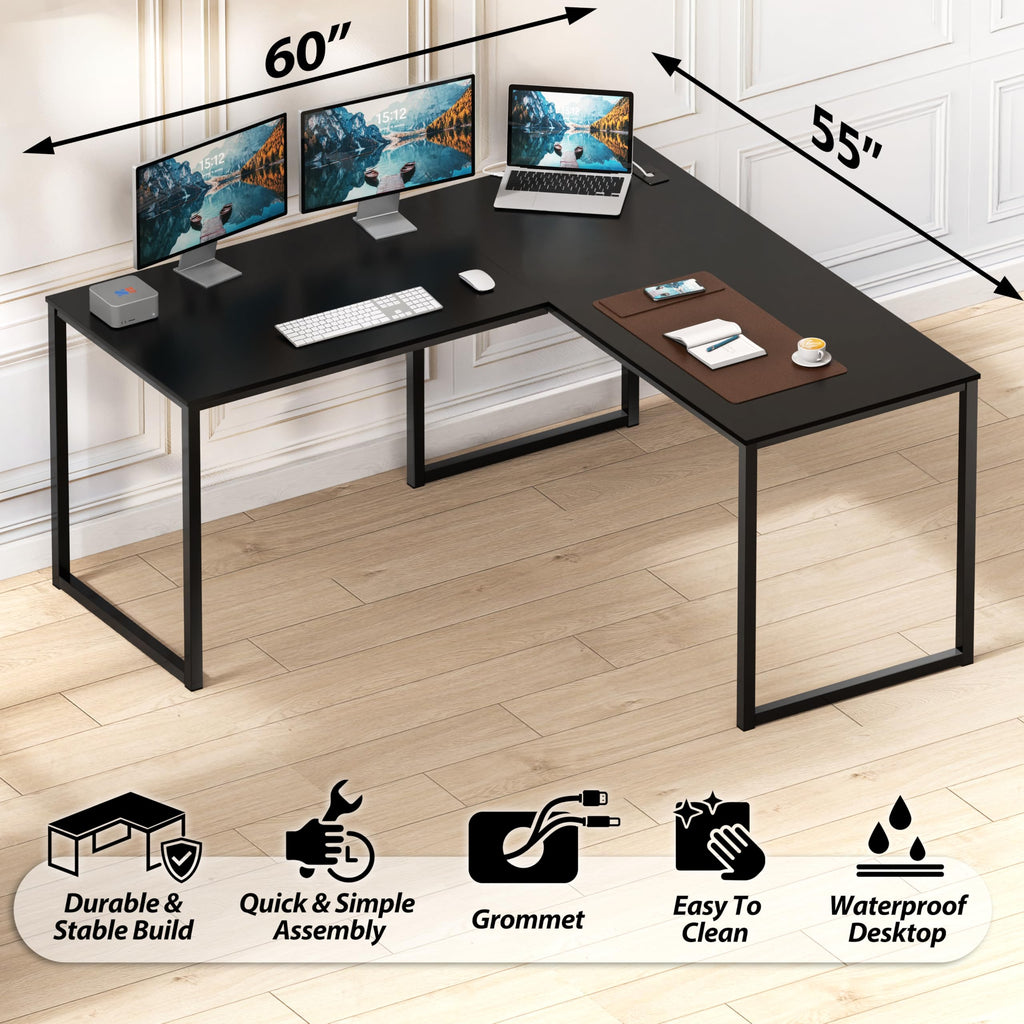 Black L-Shape Computer Desk K165177