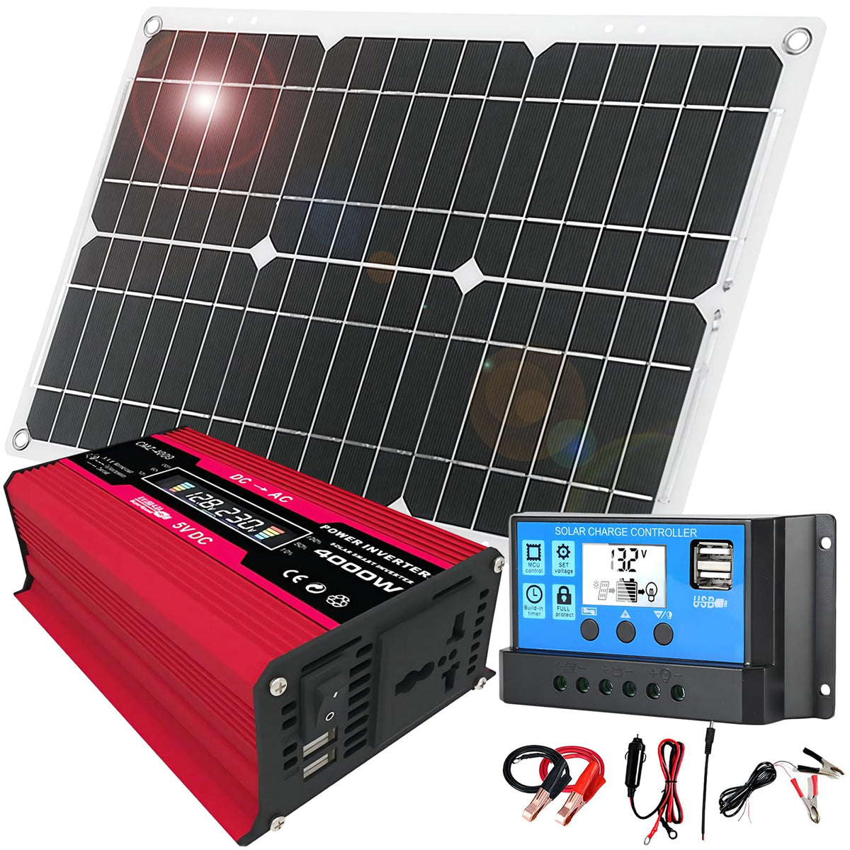 12V Off-Grid Solar Panel Kit with Inverter & Charge Controller S6503