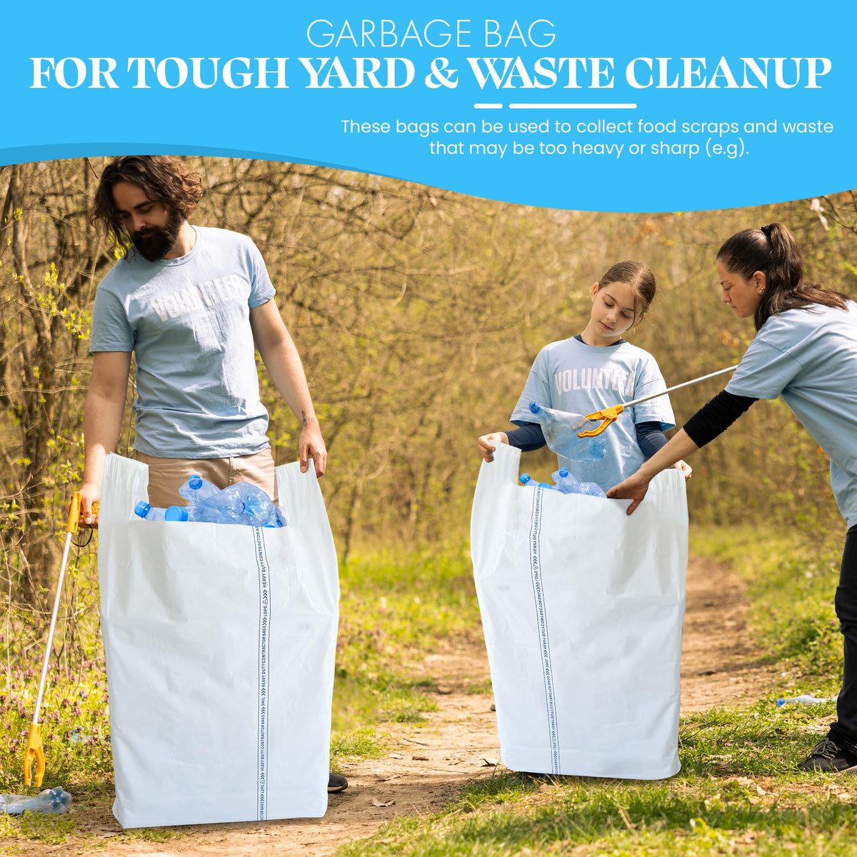 52 Gallon 40 Count 3 MIL Heavy Duty Trash Bags with Handles L664