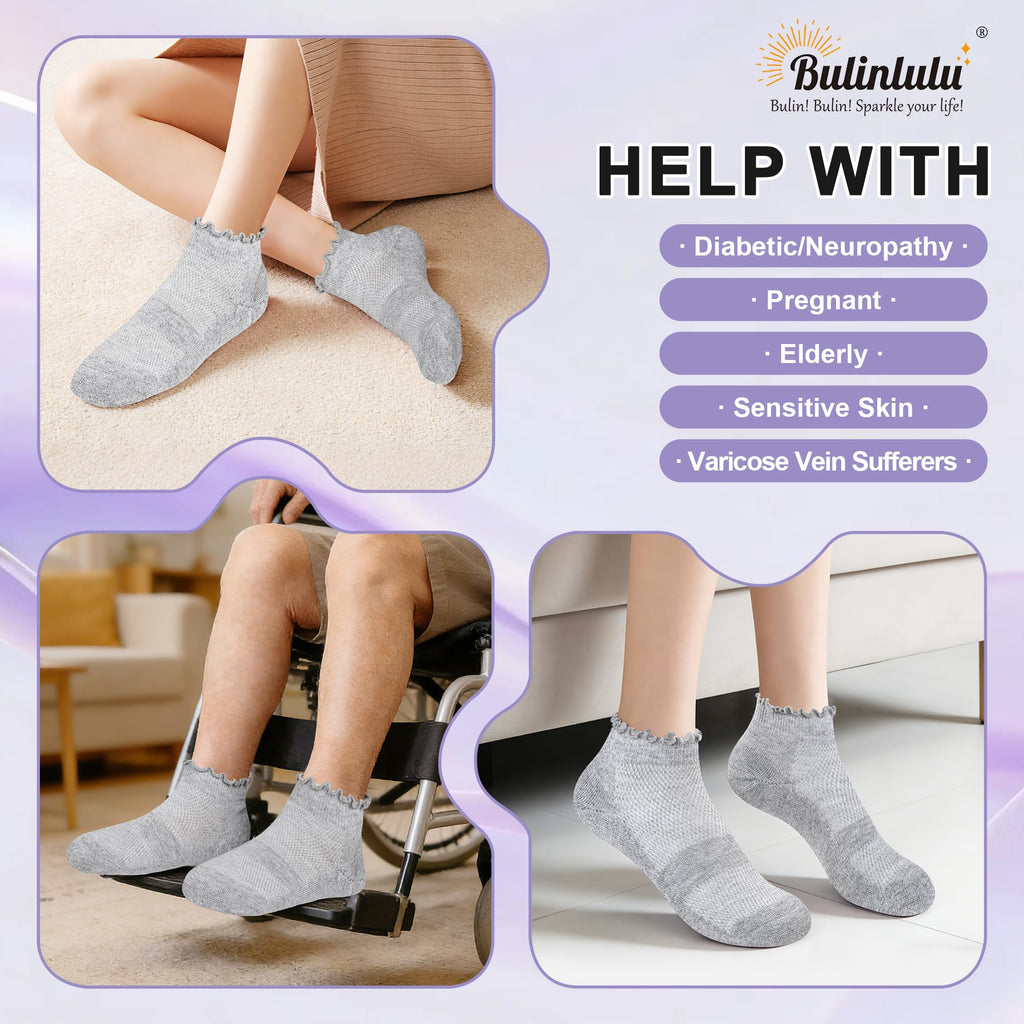 6 Pairs Low Cut Non Binding Diabetic Ankle Socks R526