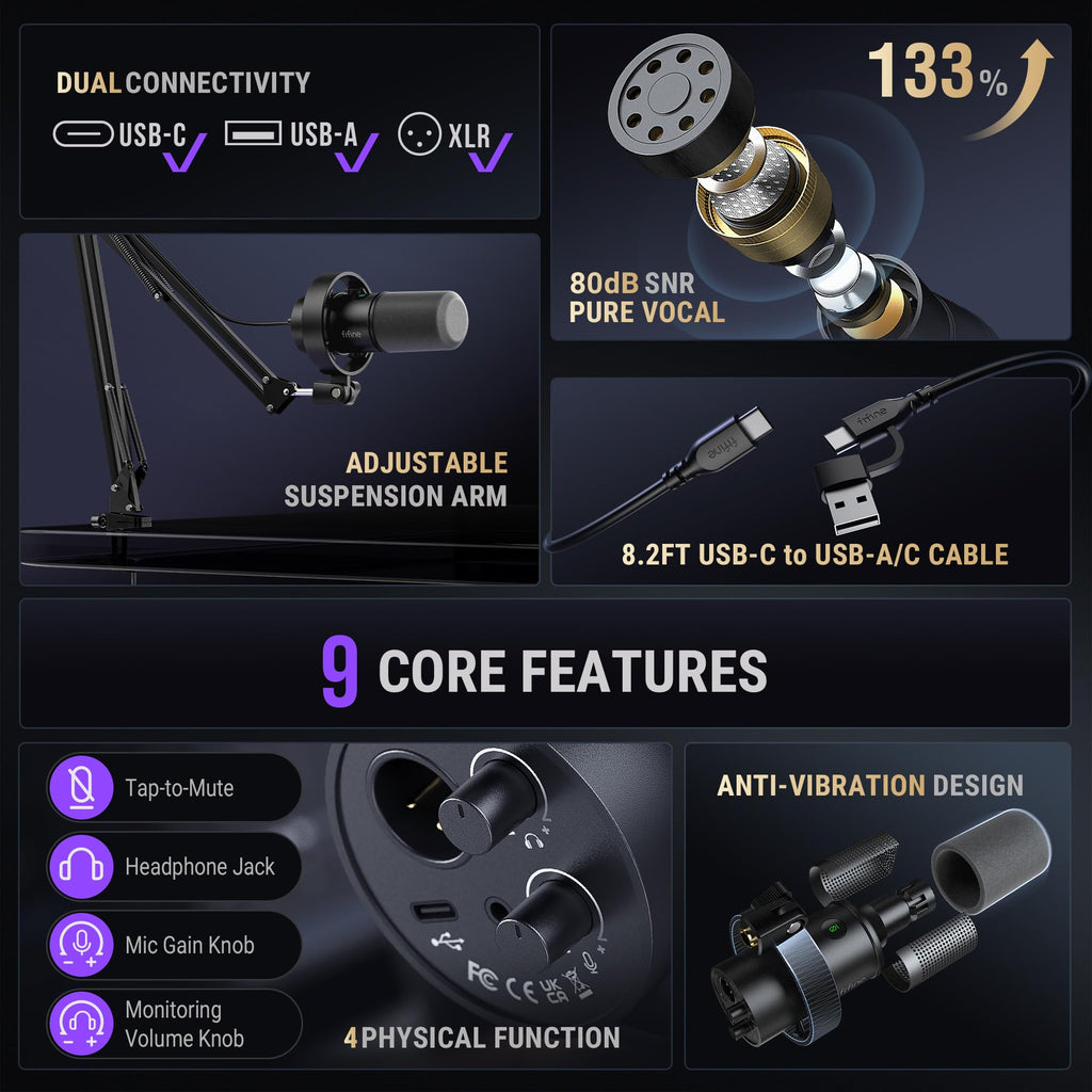 USB/XLR Dynamic Vocal Microphone Kit G643494